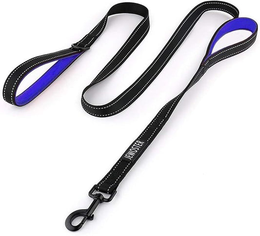 Dog Leash Heavy Duty - 2 Handles by Padded Traffic Handle for Extra Control, 6foot Long - Perfect for Medium to Large Dogs (6 ft, Black Blue)