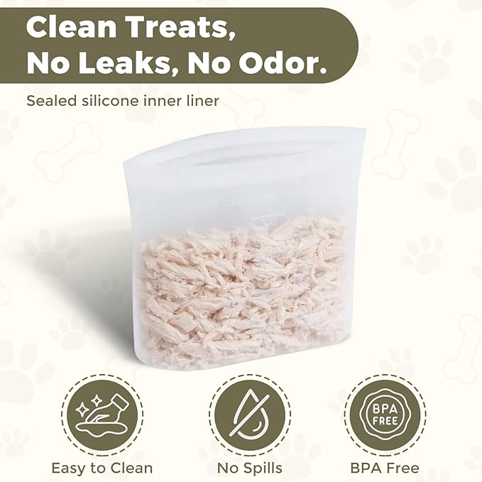 Dog Treat Pouch for Pet Training, One-Hand Magnetic Closure, Hands-Free Treat Bag with Silicone Liner, No Mess No Smell