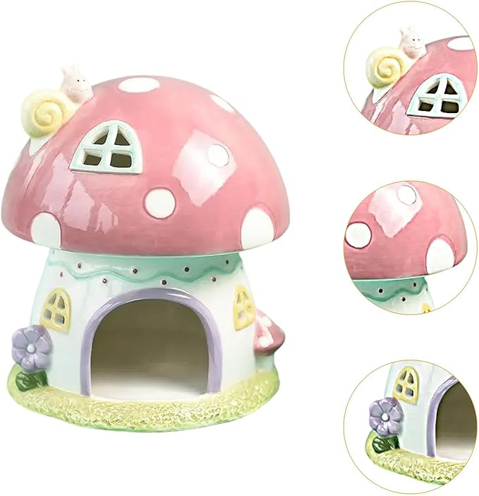 Hamster Hideout Hedgehog House Sturdy Sleeping Nest Decoration Small Pets Play Hut for Chinchilla Small Animals Dwarf Hamster, Pink