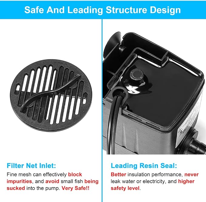 DaToo 400GPH 25W Submersible Water Pump Fountain Pump Ultra Quiet For Aquariums Fish Tank Pond Fountain Statuary Water Feature Hydroponics