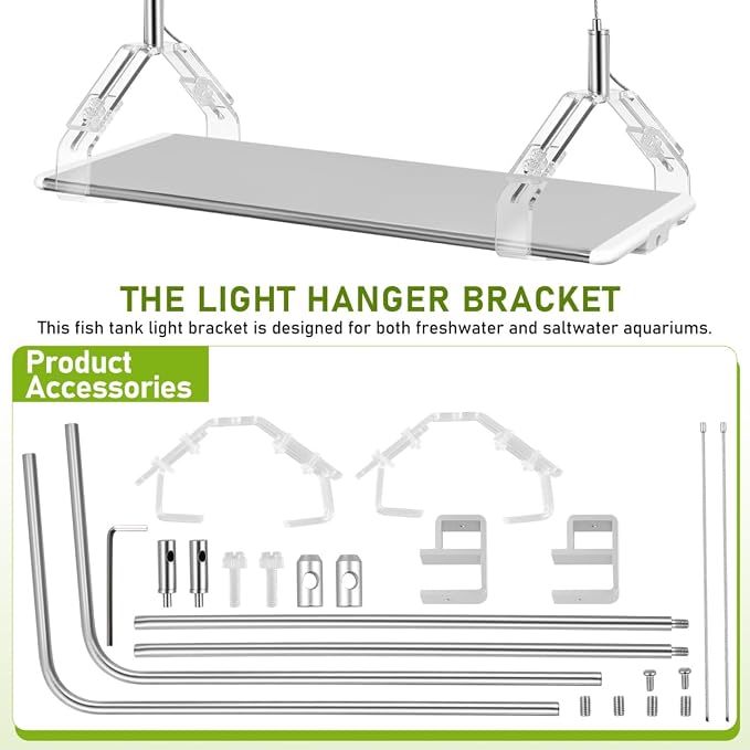 Kisangel 2pcs Aquarium Light Riser, Adjustable Height Aquarium Light Holder Stand Hanging Kit, Aluminum Alloy Support Bracket for Fish Tank Lamp
