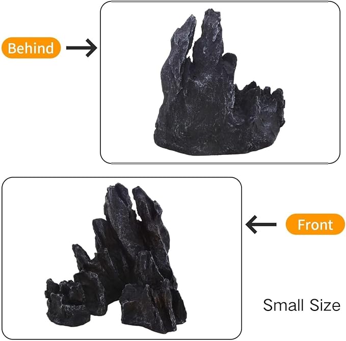 Saim Extra Large Aquarium Decor, Massive Artificial Mountain Rock Landscape, 2 Pack Jagged Canyon Rock Formation Mountain Hill View Stone Ornament Set for Betta Cichlids Hideaway Hideout