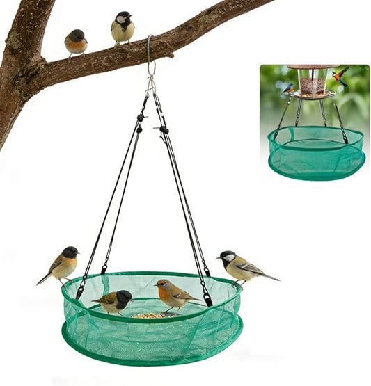 Seed Catcher for Bird Feeders, 20'' Bird Feeders for Outdoors Hanging, Birds Feeder Seed Catcher Tray with Adjustable Hanging Hoop for Outdoor Garden Accessories