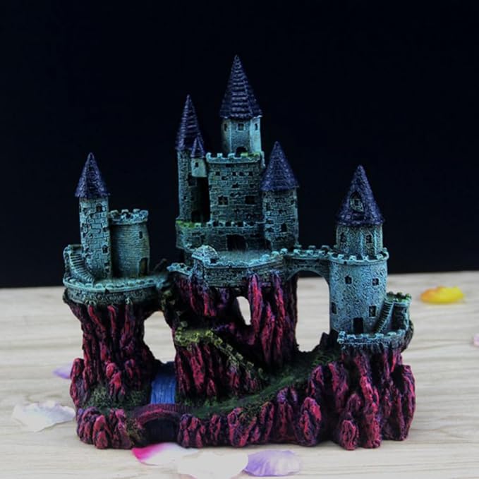 UKCOCO Simulation Castle Ornament Fish Tank Decoration Aquarium Landscaping Castle Made of Resin Easy to Clean Safe for Aquatic Fish Elegant Design and Aquarium Hideouts