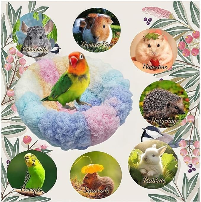 Warm Bird Nest Bed with Suction Cup Bird Snuggle Hut Breeding Bird House Plush Hanging Bird Bed for Parakeet, Conure, Budgie, Cockatiel, Lovebird, Finch, Hamster-Pink