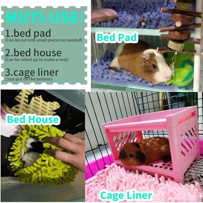 Oncpcare 47x24 Guinea Pig Cage Liner Fleece Bunny Liner Bed House Pad Winter Warm Squirrel Hedgehog Rabbit Chinchilla Bed Mat Hamster Rat Cage Accessories, (Green)