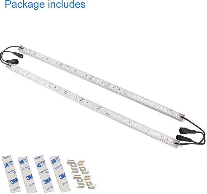 2 pc 20" 440nm Blue Waterproof Aquarium LED Aluminum Lighting 12VDC | SMD 5050 IP67 LED Rigid Bar Grow Plant Light Strips Boat Rigid LED Lights Marine LED Lights Bar (No Adapter and Dimmer)