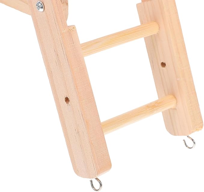 Unomor Wooden Bird Ladder for Cage, Foldable Parrot Climbing Ladder Claw and Beak Grinding, Large Natural Bird Perch for Macaws, Parakeets, and Small Pets