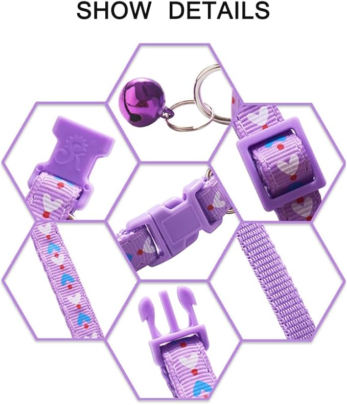Puppy Collar with Bell, 2-Pack Basic Cat Collars with Bells Xs Dog Collar for XXS Xs Small Tiny Pet Dogs Female Kitten Girls Animal, Neck 7-12 Inch