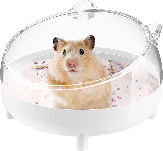 Pawfly Hamster Sand Bath Container, Hamster Sand Bath Box, Hamster Bathtub, Hamster Bathroom, Hamster Toilet, Plastic Dust Bath for Dwarf Hamsters, Syrian Hamster, Mice, Gerbils & Small Animal, White