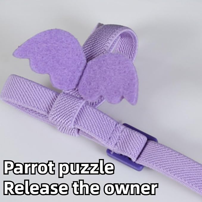 Pet Parrot Bird Harness and Leash, Adjustable Training Design Anti-Bite, Bird Nylon Rope with Cute Wing and Colorful Leash for Parrots Lovebird Cockatiel Conure Budgie (Purple with 78.7inch Leash,S)