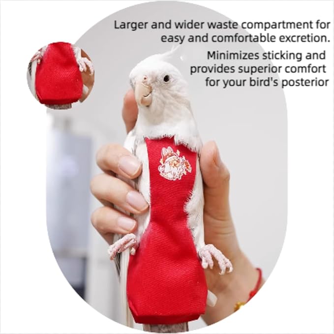 MANON ROSA Bird Diapers Leash Set Washable Reusable Handmade Flight Suit Waterproof Inner Layer - Protective Parrot Nappy Clothes Parakeets Macaws Budgies Canaries (Red5,Blue Quaker Parrot)