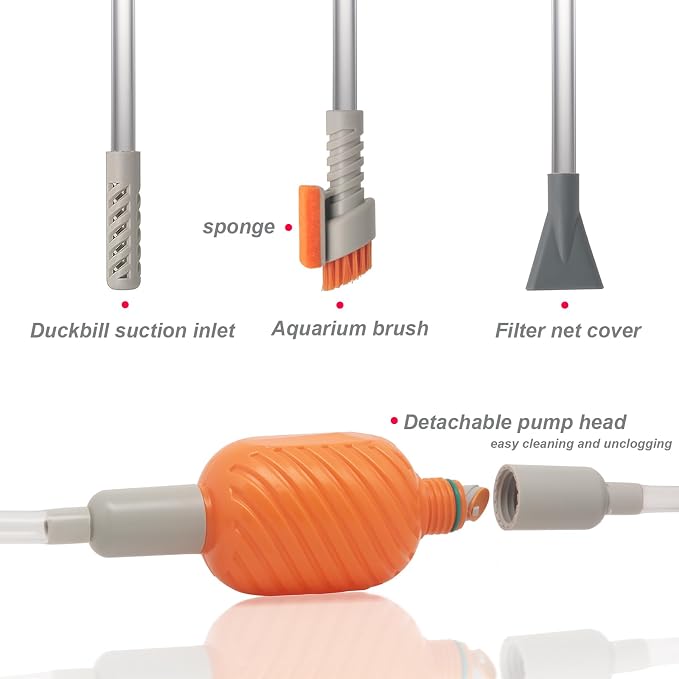 AREPK Compact Aquarium Siphon Vacuum and Water Changer Kit with Cleaning Brush. Perfect for Simultaneous Water Changing and Cleaning in Small Fish Tanks. Gravel and Sand Cleaning. (Pack of 2)