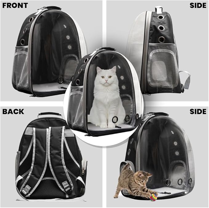 Cat Backpack Carrier for Travel Transparent Pet Carrier Backpack with Ventilation Padded Straps Lightweight Design for Cats up to 20lbs Hiking Outdoor Airline Approved