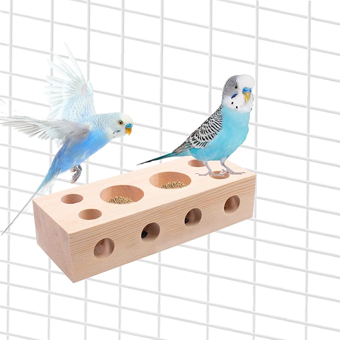 Bird Wooden Block Chewing Toy Parrot Chewing Toy Wood Toys Foraging Training for Small Animals Shredding Biting Wood Bird Cage Accessories Teething for Parakeets Cockatiels Conures Lovebird