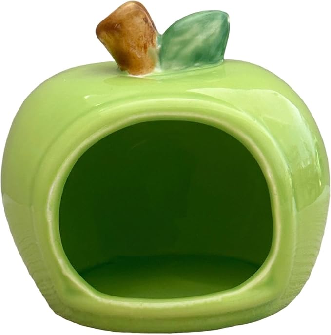 Ceramic Hamster House Cartoon Pet House Decor Furniture Hamster Nest Habitat for Chinchilla All Season Dwarf Ferret, Green