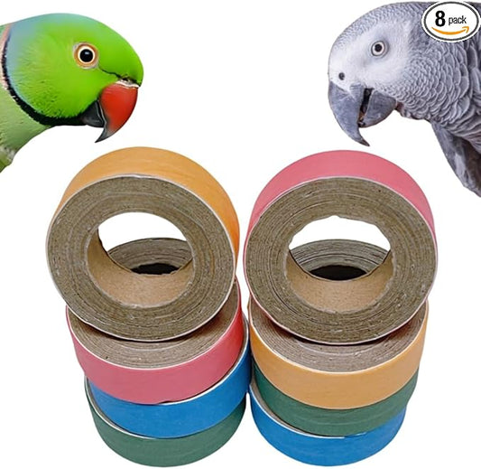 8Pcs 1.75inch Fatty Bagels Bird Toys for Parrots Durable Cardboard Bird Chew Shredding Foraging Foot for Medium and Large Parrot Amazons Mini Macaws African Greys Cockatoos Eclectus Senegal