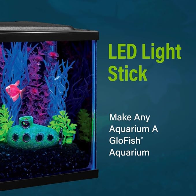 GloFish 8-Inch LED Light Stick for Fish Aquariums Up to 5 Gallons, 1 Count, with White, Blue and Magenta LED Lights