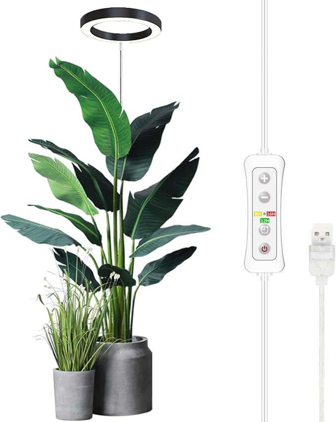 Plant Grow Light, LED Growing Light Full Spectrum for Indoor Plants,Height Adjustable, Automatic Timer, 5V Low Safe Voltage,Idea for Large Plant Light