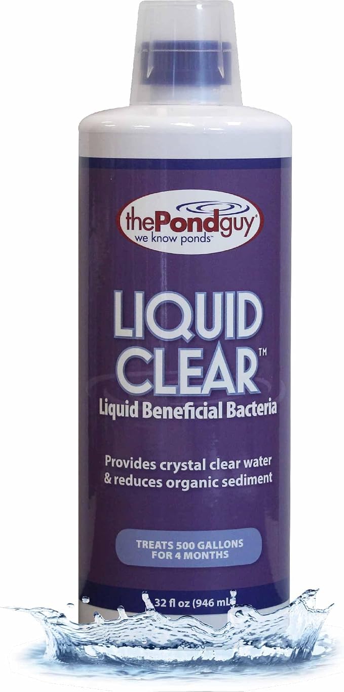 The Pond Guy LiquidClear Beneficial Bacteria Pond Cleaner, 32 Ounce | Reduces cloudy water in outdoor water gardens and small ponds and is fish and plant safe