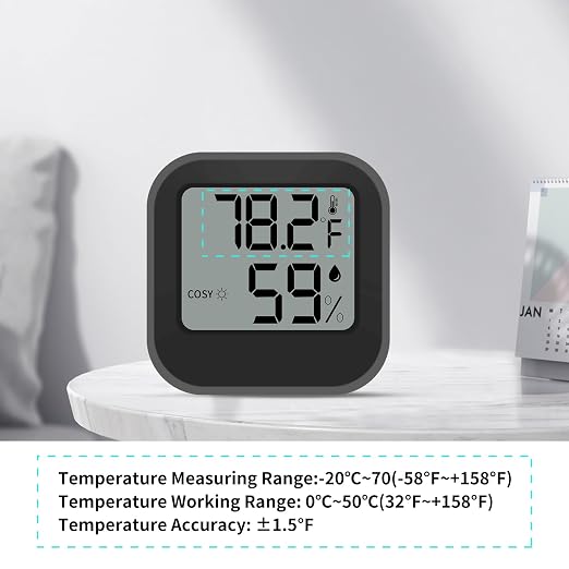 Digital Hygrometer Thermometer for Room Temperature and Humidity Measurement Indoor Thermometer with LCD Temperature Sensor Suitable for Bedrooms, Nurseries, Offices, Greenhouses, and Cellars
