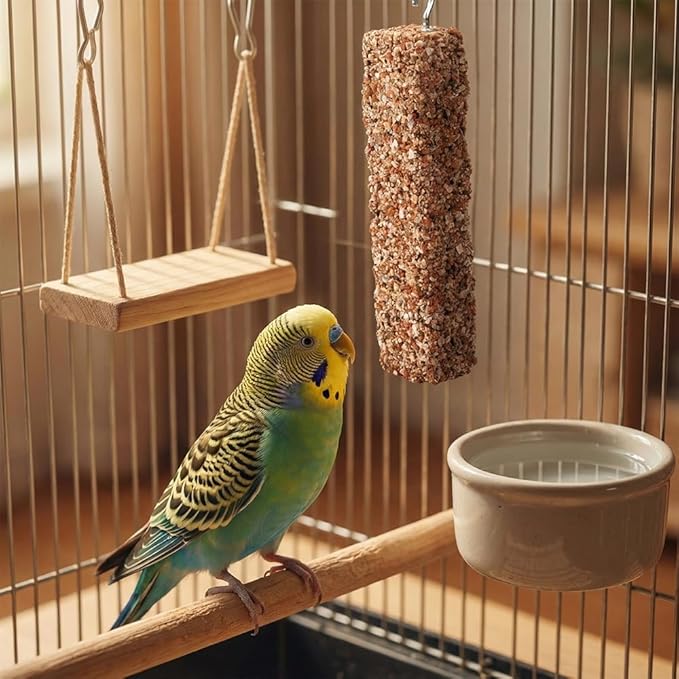 3 Pack Bird Perch Treats Calcium Mineral Chewing Toy Beak Grinding Stone Stick for Bird Parrot Budgie Cockatiel Conure Lovebird Parakeet