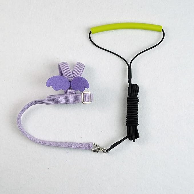 Bird Harness Leash Adjustable Outdoor Training Flying Harness Traction Rope with Cute Wing for Parrots Pigeons Budgerigar Lovebird Cockatiel Mynah (XL,Purple)