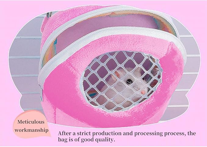 WishLotus Hamster Carrier Bag, Portable Outgoing Travel Handbags with Nylon Straps Small Pet Pouch for Hamster Rat Mini Hedgehog (Pink, S)