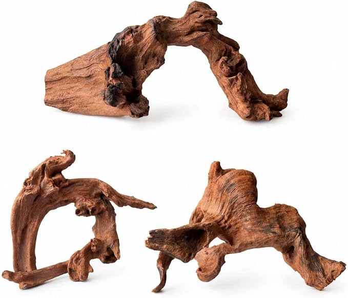 Natural Aquarium Driftwood, 7 to 11 Inch Pieces, 3 Pack, Fish Tank Decor and Aquascaping Wood for Freshwater Aquariums, Reptile Terrarium and Air Plant Display