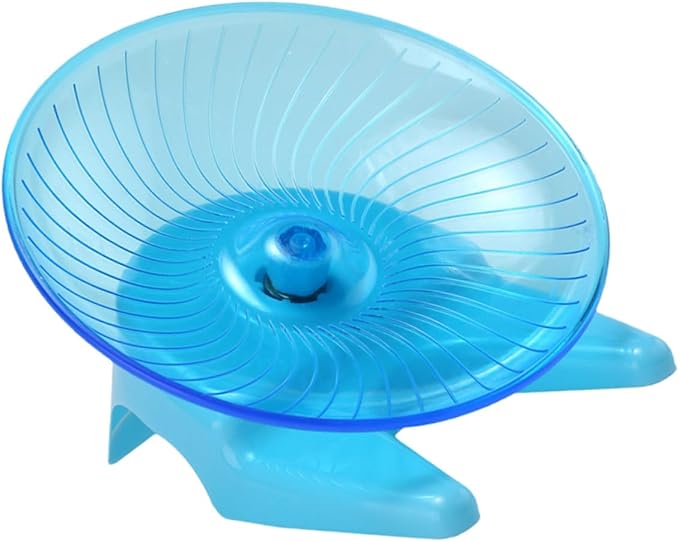 Unomor Silent Hamster Exercise Wheel with Support Stand, Light Blue Plastic Flying Saucer Running Wheel for Gerbils, Dwarf Hamsters, and Small Pets