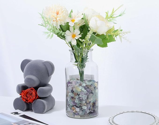 1lb Fluorite Crystal Aquarium Gravel Polished Tumbled Stones Irregular Shaped Crystal Chips Bulk Natural Gemstone Rocks Vase Filler Fish Tank Gravel Home Decoration (450 Gram)