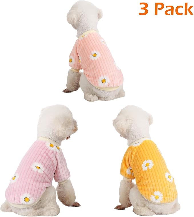 Dog Sweater, 3 Pack Dog Sweaters for Small Dogs, Dog Clothes for Small Dogs Girl Boy, Ultra Soft and Warm Puppy Sweater Dog Coat for Winter Christmas (Dy Pink+Dy Purple+Dy Yellow, XX-Large)