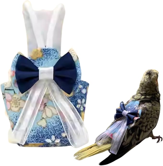 Bird Diaper Cockatiel Clothes Flight Suite, Reusable Parrot Nappy with Waterproof Inner Layer, Cute Pigeon Pants Urine Wet Suit Costume for Conure Macaw (Blue A,Pigeon)