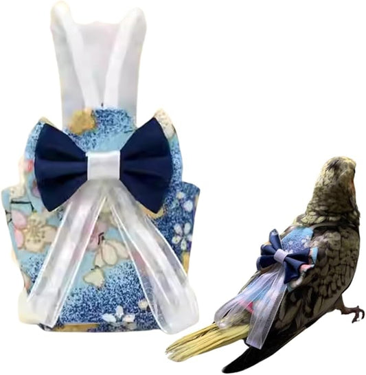 Bird Diaper Cockatiel Clothes Flight Suite, Reusable Parrot Nappy with Waterproof Inner Layer, Cute Pigeon Pants Urine Wet Suit Costume for Conure Macaw (Blue A,Macaw)