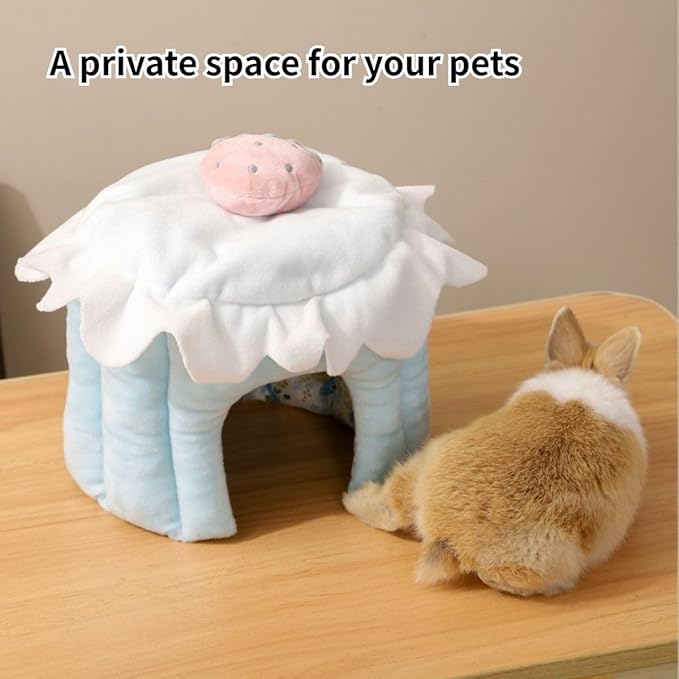 Cake Shaped Guinea Pig Tunnel, Rabbit & Small Pet Tunnel Accessories (Blue, S)