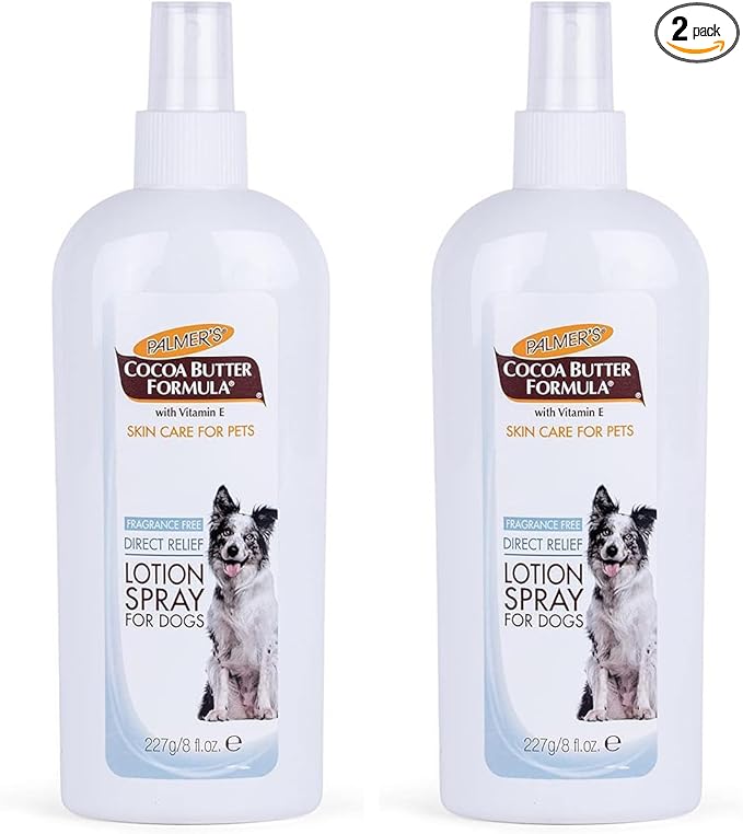 Palmer’s for Pets Cocoa Butter Formula Direct Relief Spray-On Lotion for Dogs,Moisturizing Dog Skin Care Spray to Help Soothe Dry and Itchy Skin with Easy Spray Application,8 Fl Oz,(Pack of 2)