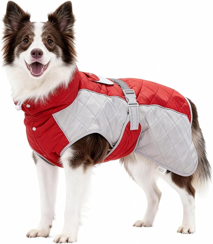 Dog Coat Dogs Jacket Waterproof Reflective Adjustable Dog-Winter Coats for Small/Medium/Large Dogs Dachshund Coat-(Red, XXX-Large)