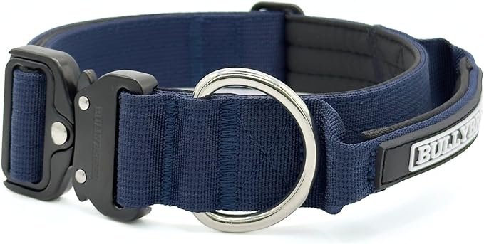 Heavy Duty Dog Collar, Tactical Dog Collar, Dog Collars for Medium Dogs, Waterproof Dog Collar, Dog Training Collar, Quick-Release Metal Buckle, Adjustable Sizes – BULLYBREED (Navy Blue, Medium)