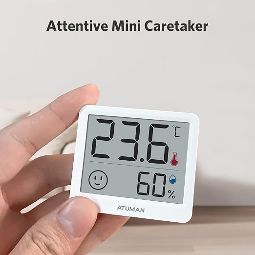 Mini Digital Hygrometer Indoor Thermometer with Temperature and Humidity Monitor for Bedroom, Reptile Tank, Guitar Case, Greenhouse and Cellar Closet, Fahrenheit or Degree Celsius