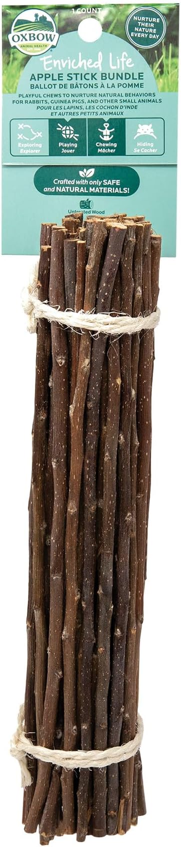 Oxbow Enriched Life Apple Stick Bundle, Rabbit Toys, Guinea Pig Toys, Enrichment for Bunny, Guinea Pig, Hamster, Rabbit, Chinchilla, Rat, Chinchilla Cage Accessories, Small Pet Accessories for Cage