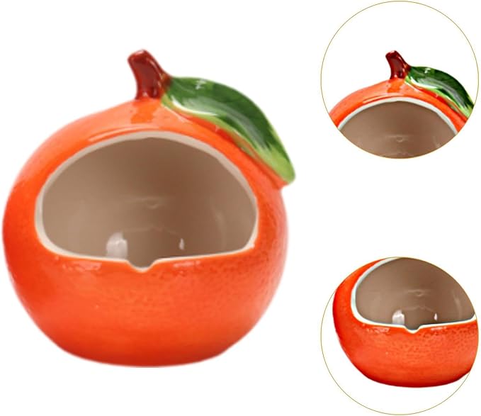 Ceramic Hamster House,Hut Cage,Hamster Cage Accessories,Cave,Cute Hamster Hideout Small Animal Hideout for Dwarf Hamste, Orange