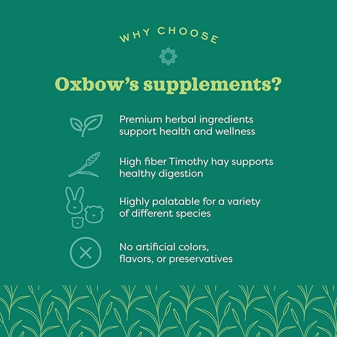 Oxbow Natural Science Multi-Vitamin, High Fiber Supplement for Rabbit & Guinea Pig, Made with Timothy Hay, Multi-Pet Households, Omega 3 & 6 Fatty Acids, Made in USA, 4.2 oz Bag, 3 Pack