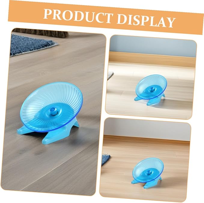 DOITOOL Silent Hamster Exercise Wheel with Stand, Blue Plastic Flying Saucer Spinner for Small Pets, Quiet Running for Gerbils, Mice, and Hedgehogs Suitable for Cage Use
