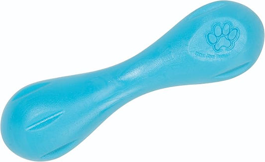 West Paw Zogoflex Hurley Dog Bone Chew Toy – Floatable Pet Toys for Aggressive Chewers, Catch, Fetch – Bright-Colored Bones for Dogs – Recyclable, Dishwasher-Safe, Non-Toxic, X-Small, Aqua