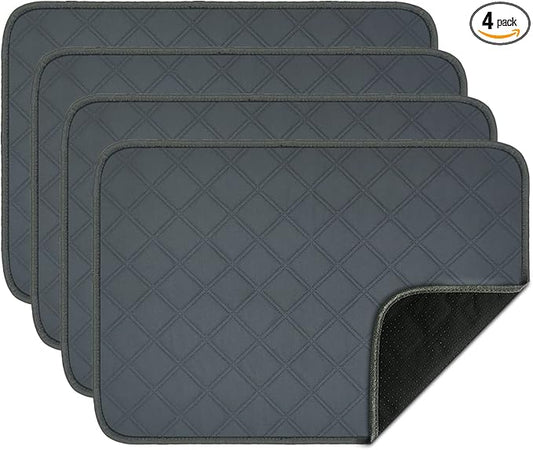 RIOUSSI Washable Pee Pads for Dogs, Reusable, Absorbent, Leakproof, Non Slip Pet Puppy Pads for Potty Training. Dark Gray, 18x24 Inch(4pack)