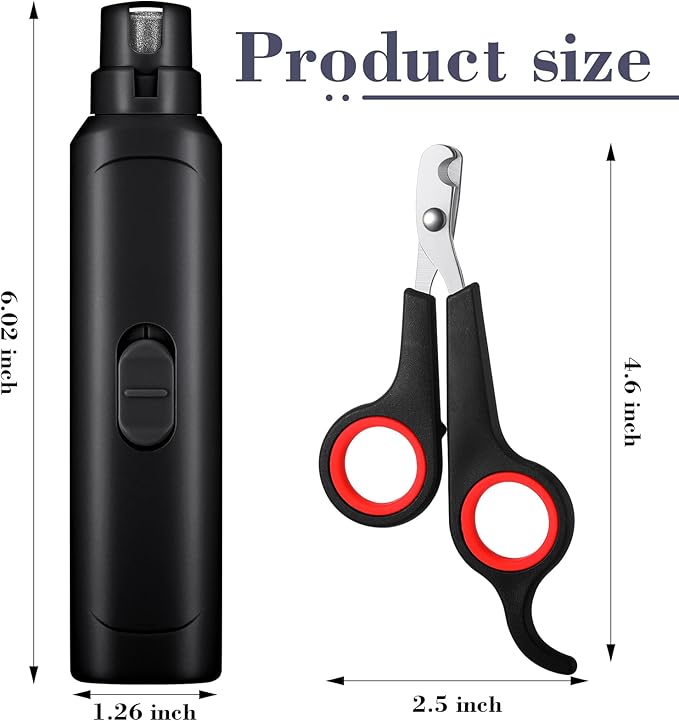 Lasnten 2 Pcs Bird Nail Grinder with Clipper Bird Nail Trimmer File Pet Grooming Tool for Parrot Budgerigars Parakeets Myna Conure Finches Lovebirds(Black)