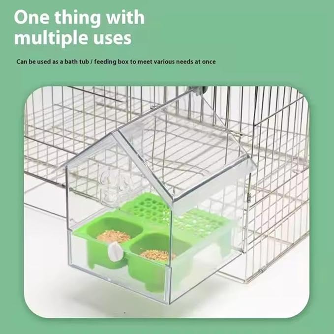 Pull-Out External Parrot Feeder,2025 New Multi-Function Hanging Mess-Free Bird Feeder,with Two Food Troughs, Pull-Out Design,Easy to Fill/Clean,Long-Lasting Outdoor Use for Finch and Hummingbird