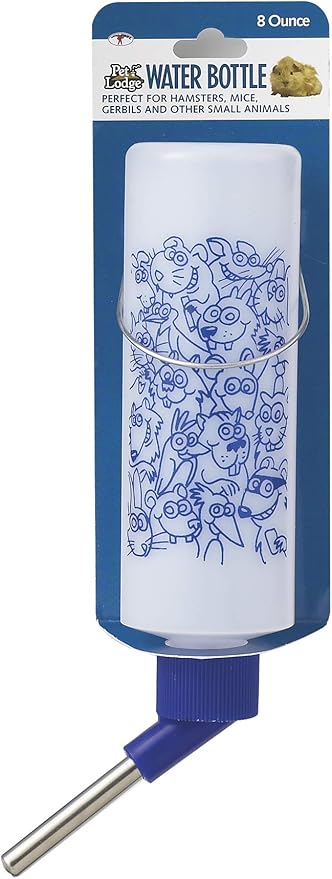 Pet Lodge® Cage Water Bottle | Opaque Pet Bottle with Fun Graphics | Great for Indoor Use | No Drip Water Container | 8 Oz.