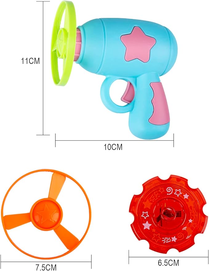 Berry President Flying Saucer Toy, Flying Disc Launch Playset with Rotating Flash Light, Indoor Outdoor Twist Shoot Toy for Kids Aged 3 Years Old & Up (SkyBlue)