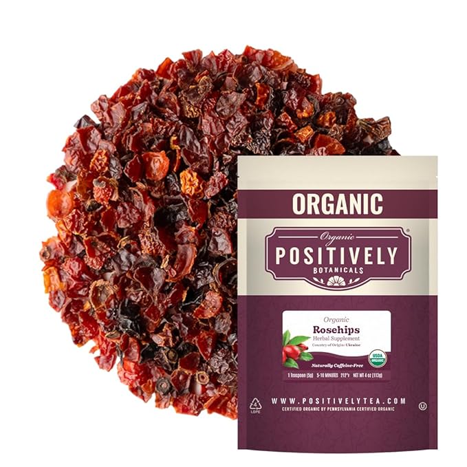 Organic Positively Botanicals Company, Rosehips, Herbal Tea Loose Leaf Botanical, 4 Ounce